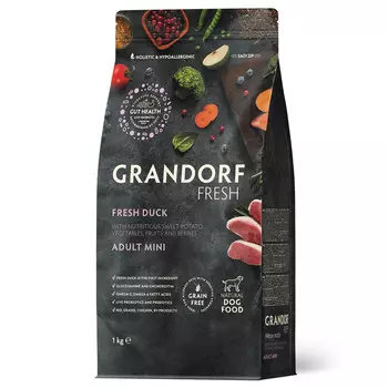 Grandorf Fresh Adult Mini Сухой корм для собак мелких пород, с уткой и бататом, 1 кг