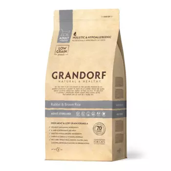 Grandorf Holistic Adult Sterilised Сухой корм для взрослых стерилизованных кошек, с кроликом и индейкой, 2 кг