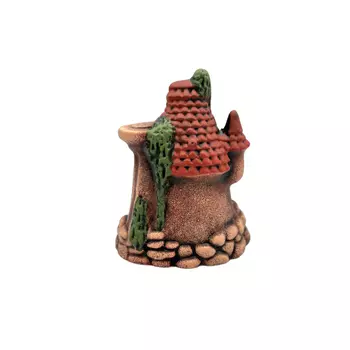 ГРОТАКВА Декор для аквариума Домик с колонной, 10х7х13 см