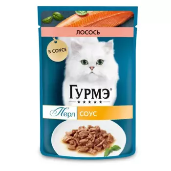 Гурмэ® Влажный корм (пауч) для взрослых кошек Перл Нежное филе, с лососем, 75 гр.