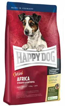 Happy Dog Mini Africa корм для собак мелких пород весом до 10 кг при чувствительном пищеварении, с мясом страуса и картофелем, 4 кг