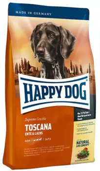Happy Dog Toscana корм для кастрированных/стерилизованных собак средних и крупныхпород, с уткой и лососем, 12,5 кг