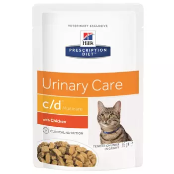 Hill's Prescription Diet c/d Multicare Urinary Care Влажный диетический корм для кошек при профилактике мочекаменной болезни (мкб), с курицей, 85 гр.