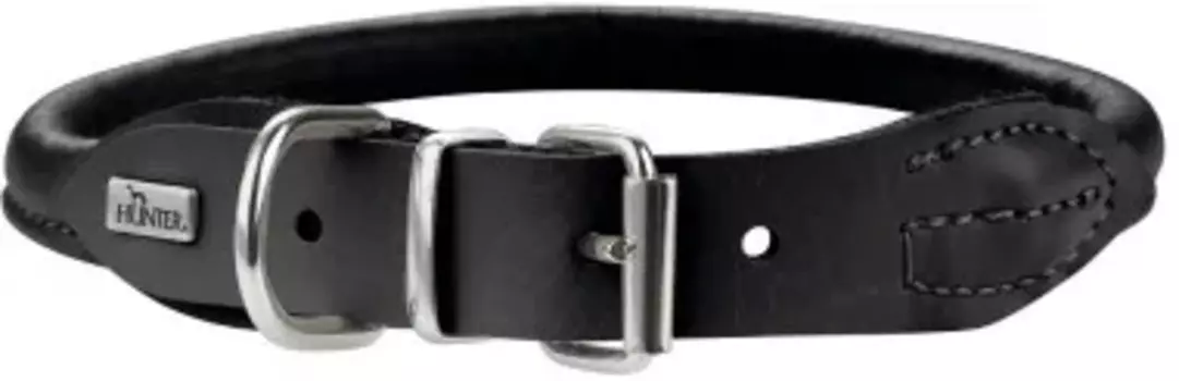 Hunter Ошейник для собак Round/Soft Elk 37/6 (30-33 см), черный, кожа лося