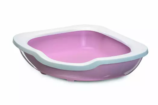 Imac Туалет угловой для кошек с бортом Fred пепельно-розовый 51х51х15.5 см