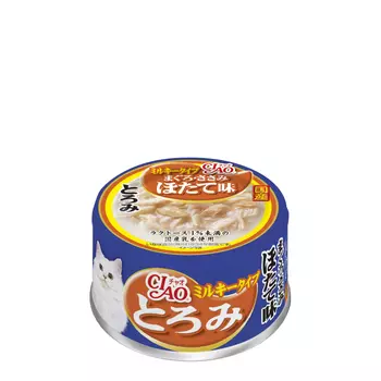 INABA CIAO Влажный корм (консервы) для кошек, тунец магуро, куриное филе со вкусом морского гребешка в овсяном молоке, 80 гр.