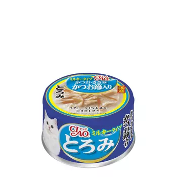 INABA CIAO Влажный корм (консервы) для кошек, тунец кацуо, куриное филе с кацуобуси в овсяном молоке, 80 гр.