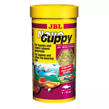 JBL NovoGuppy Основной корм для живородящих аквариумных рыб, хлопья, 250мл(45г)