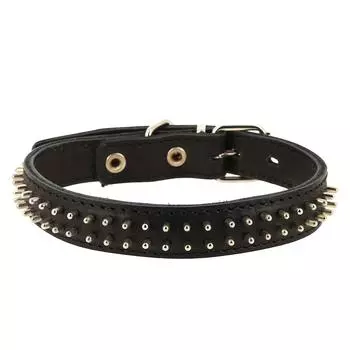 Каскад Ошейник кожаный для собак, обхват шеи 44-53 см, ширина 3 см, черный
