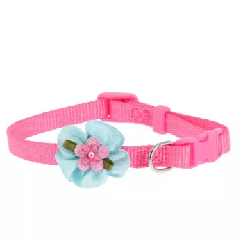 Каскад Ошейник для собак мелких пород с цветком с пряжкой-защелкой нейлон розовый 20-30х1 см
