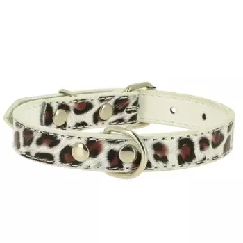 Каскад Ошейник для собак мелких пород Синтетик двойной прошитый Леопард коричневый 35х1,5 см