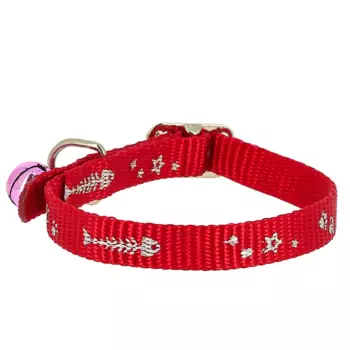 Каскад Ошейник для собак мелких пород со светоотражающим рисунком красный 30х1,2 см