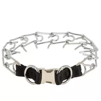 Каскад Ошейник строгий для собак, обхват шеи 59 см, ширина 2 см, серебряный