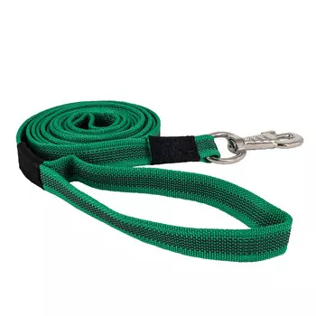 Каскад Поводок нейлоновый с латексной нитью двухсторонний для собак, ширина 20 мм, длина 3 м, зеленый