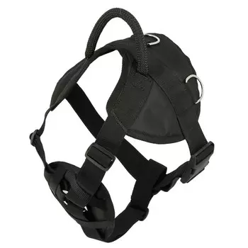 Каскад Шлейка для собак нейлоновая с грудью, L, обхват шеи 60-80 см, обхват груди 80-110 см, черная
