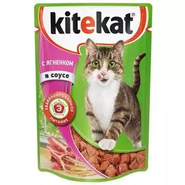 Kitekat Влажный корм для кошек,с ягненком в соусе, 85 г