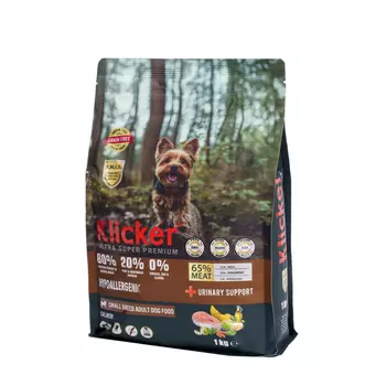 KLICKER Adult Small Hypoallergenic Сухой корм гипоаллергенный для собак мелких пород, с лососем, 1 кг