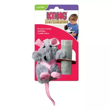 Kong Игрушка для кошек Крыса 12 см плюш с тубой кошачьей мяты
