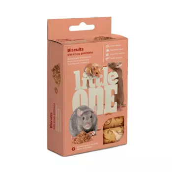 Little One Бисквиты с хрустящим гаммарусом (5х7 гр.) для хомяков, крыс, мышей и песчанок