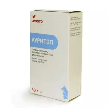 Livisto Ауритоп Капли ушные для кошек и собак, 30 мл