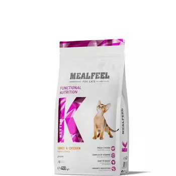 Mealfeel Functional Nutrition Kitten Сухой корм для котят до 12 месяцев, с индейкой и курицей, 400 гр.