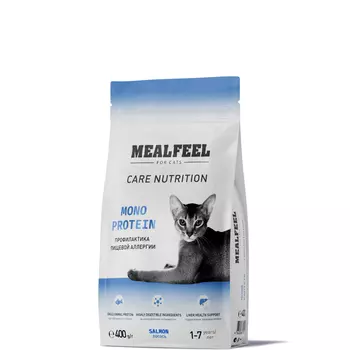 Mealfeel Mealfeel Care Nutrition Сухой корм полнорационный монопротеиновый длявзрослых кошек, с лососем, 400 гр.