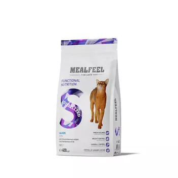 Mealfeel Functional Nutrition Sterilized Сухой корм для стерилизованных кошек и кастрированных котов в возрасте от 1 до 7 лет, с лососем, 400 гр.