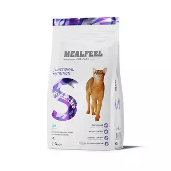 Mealfeel Functional Nutrition Sterilized Сухой корм для стерилизованных кошек и кастрированных котов в возрасте от 1 до 7 лет, с ягненком, 3 кг