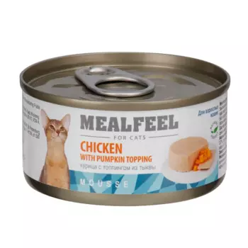 Mealfeel Влажный корм (консервы) для кошек, мусс из курицы с топпингом из тыквы, 85 гр.