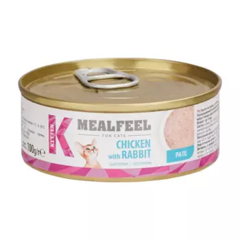 Mealfeel Kitten Влажный корм (консервы) для котят, паштет из курицы с кроликом, 100 гр.