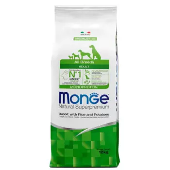 Monge All Breeds Adult корм для взрослых собак всех пород, с кроликом, рисом и картофелем, 12 кг