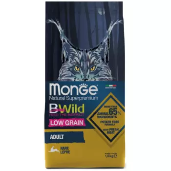 Monge BWild Adult Hare корм для взрослых кошек, с мясом зайца, 1,5 кг