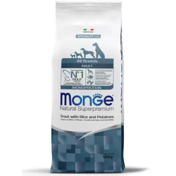 Monge Dog Monoprotein корм для собак всех пород форель с рисом икартофелем 12кг