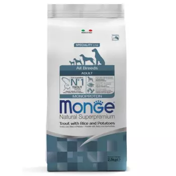 Monge Dog Monoprotein корм для собак всех пород форель с рисом икартофелем 2,5кг