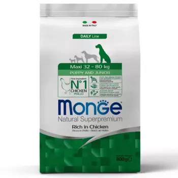 Monge Maxi Puppy and Junior корм для щенков крупных пород, с курицей, 800 г