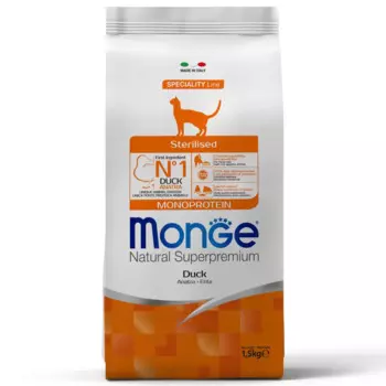 Monge Monoprotein Sterilised корм для стерилизованных кошек, с уткой, 1,5 кг