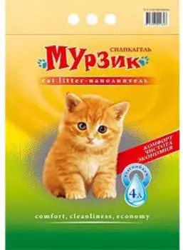 Мурзик Наполнитель для кошачьего туалета, силикагелевый, впитывающий, 4 л