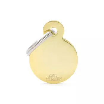 My family Адресник для кошек и собак круглый маленький, 3,5х2,5 см, золотой