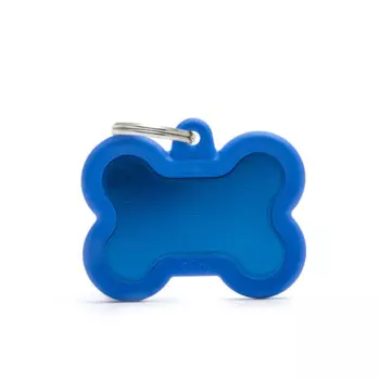 My family Адресник для собак и кошек Косточка, синяя с контуром