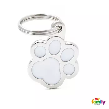 My family Адресник для кошек и собак средний Лапка Colors, белый