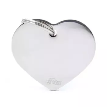 My family Адресник для кошек и собак большой Сердце Basic, хромированный