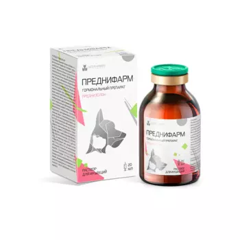 Nita-farm Преднифарм Гормональный препарат для кошек и собак, раствор для инъекций, 20 мл