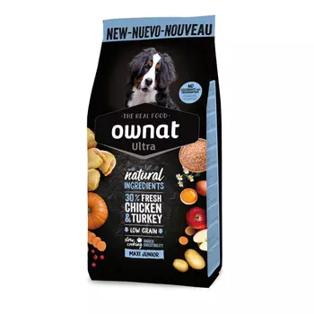 Ownat Maxi Junior Ultra Сухой корм для щенков крупных пород, с курицей и индейкой, 12 кг