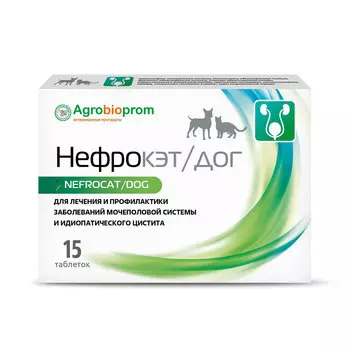 Pchelodar Нефрокэт/дог Препарат для лечения и профилактики заболеваний мочеполовой системы у кошек и собак, 15 таблеток