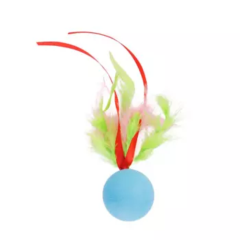 Pet Hobby Игрушка для кошек Мячик Нарисуй для кота с пером и лентами, 4 см