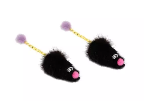 Pet Hobby Игрушка для кошек Мышь норка с хвостом трубочкой, 2 шт. 7 см