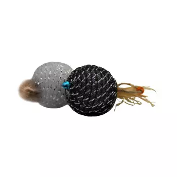 Pet Hobby Игрушка для кошек с норкой и соломкой Мячик с хвостиком (2шт)