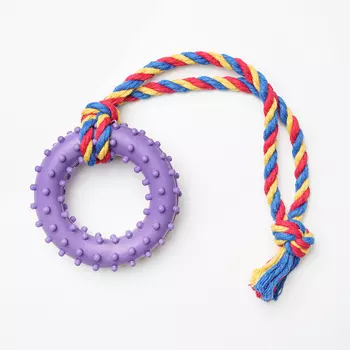 Pet hobby Игрушка для собак Кольцо с шипами на веревке, 8 см