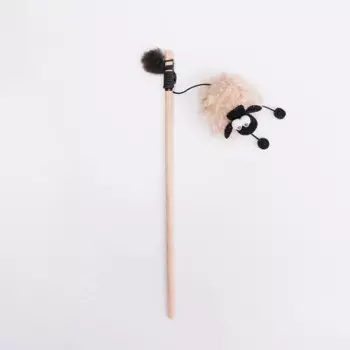 Pet hobby Игрушка-дразнилка для кошек Барашек, игрушка 5x5x5 см, палка 50 см, длина резинки 48 см