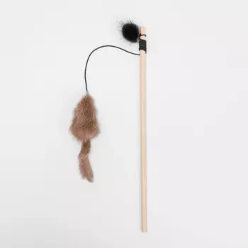 Pet hobby Игрушка-дразнилка звенящая для кошек Мышка-простушка, игрушка 12х3 см, палка 50 см